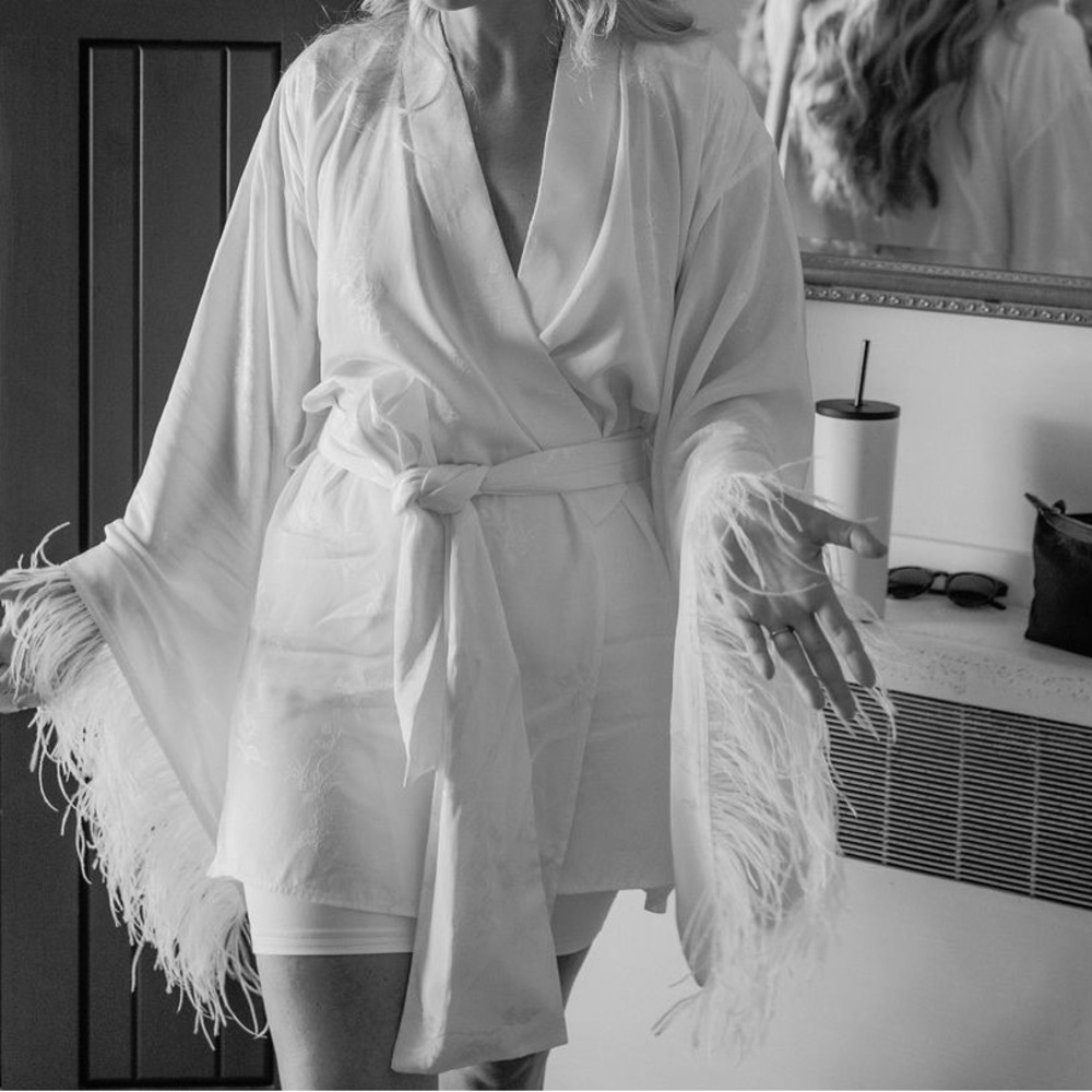 Daughters of Simone Feather Bridal Robe